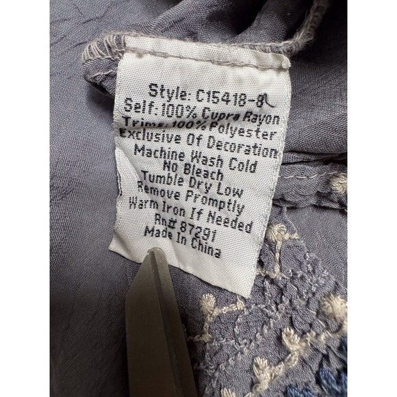 Johnny Was Santorini Embroidered Cloudburst Gray Boho Blouse Womens Size Small - Picture 3 of 6